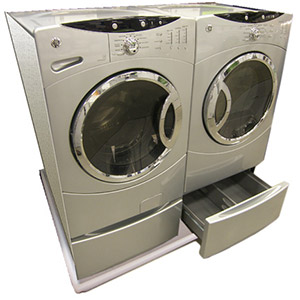 DRIPTITE's combo washer and dryer pan allows the washer and dryer to sit together with no space between